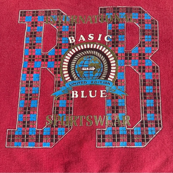 VTG 90s L/XL One Way Street Boxy CroppedSweatshirt Red Plaid Graphic Made in USA - Picture 7 of 10